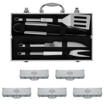 Kit 5 Unidades - Kit Churrasco na Maleta Inox