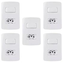 Kit 5 unidades - mg b3 conj 1 tom. 2p+t 20a + 1 int. simples 10a 4x2 branco (19474)