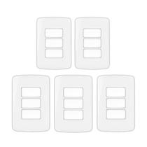 Kit 5 Unidades - MG B3 Placa 4x2 3 Postos Horizontal Branco