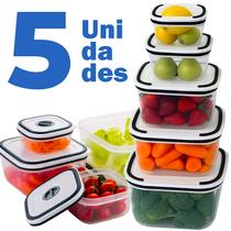 Kit 5 Unidades Organizador De Geladeira E Frezzer Hermético Compacto Linha Premium