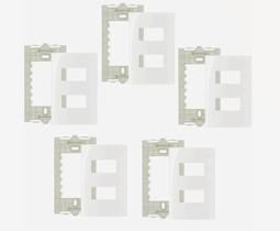 Kit 5 Unidades Placa com Suporte 4x2 2 Postos Separados Sleek Margirius 16024