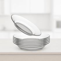 Kit 5 Unidades Pratos Fundos de Vidro Transparente 21Cm Kit 5 Unidades Pratos Fundos de Vidro Transparente 21Cm