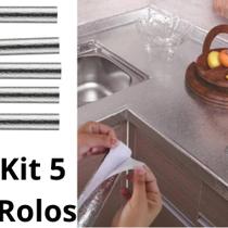 Kit 5 Unidades Rolo Papel Adesivo Lavável Forrar Fogão Impermeável Cozinha Armário Gaveta Removível Kit 5 Unidades Rolo Papel Adesivo Lavável Forrar Fogão Impermeável Cozinha Armário Gaveta Removível