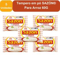 Kit 5 Unidades Tempero em Pó Sazón Para Arroz 60g Realce Sabor Rápido e Prático