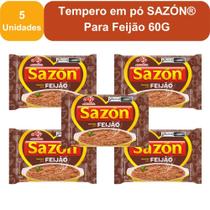 Kit 5 Unidades Tempero em Pó Sazón Para Feijão 60g Realce Sabor Rápido e Prático Kit 5 Unidades Tempero em Pó Sazón Para Feijão 60g Realce Sabor Rápido e Prático