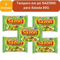 Kit 5 Unidades Tempero em Pó Sazón Para Saladas 60g Realce Sabor Rápido e Prático Kit 5 Unidades Tempero em Pó Sazón Para Saladas 60g Realce Sabor Rápido e Prático