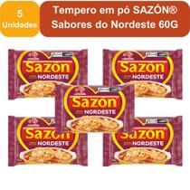 Kit 5 Unidades Tempero em pó SAZÓN Sabores do Nordeste 60G Kit 5 Unidades Tempero em pó SAZÓN Sabores do Nordeste 60G