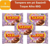 Kit 5 Unidades Tempero em Pó Sazón Toque Alho 60g Realce Sabor Rápido e Prático