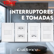 Kit 5 unidades Tomadas 10A/20A Interruptores Simples linha evidence Fame