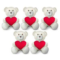 Kit 5 Ursinhos De Pelúcia Articulado Com Coração Amor 15cm