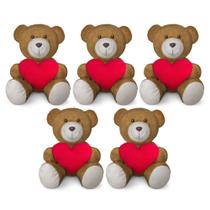 Kit 5 Ursinhos De Pelúcia Articulado Com Coração Amor 25cm