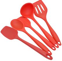 Kit 5 Utensílios de Cozinha em Silicone Vermelho Para Servir Kit 5 Utensílios de Cozinha em Silicone Vermelho Para Servir