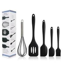 Kit 5 Utensílios De Silicone Cozinha Colher Espátulas Escova Resistente ao Calor