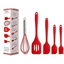 Kit 5 Utensílios De Silicone Cozinha Colher Espátulas Escova Resistente ao Calor