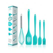 Kit 5 Utensílios De Silicone Cozinha Colher Espátulas Escova Resistente ao Calor