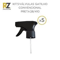 Kit 5 Válvulas Spray Gatilho Convencional Preta, Rosca 28 410