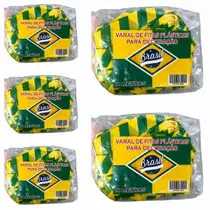 KIT 5 Varal Fita Plástica Listrada Brasil Copa 10 Metros KIT 5 Varal Fita Plástica Listrada Brasil Copa 10 Metros