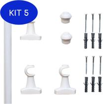 Kit 5 Varão Simples Para Cortinas 1,0Mts 19Mm Branco Compacto