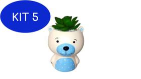 Kit 5 Vasinho Vaso Para Suculenta Urso Bebe Azul Bebe Em - Decore Casa