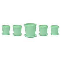 Kit 5 Vasos + 5 Pratos Jardim 1,7 Litros Verde Nutriplan