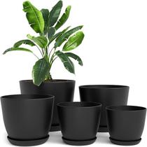Kit 5 Vasos de plantas para ambientes internos com drenagem