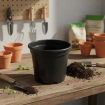 Kit 5 Vasos Redondos Padrão Preto (Perfil Baixo) - 10 cm para Plantas