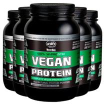 Kit 5 Vegan Protein 900g Proteína vegetal Unilife Morango Kit 5 Vegan Protein 900g Proteína vegetal Unilife Morango