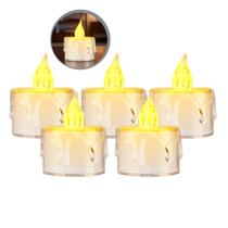 Kit 5 Vela Chama Led Decorativa Eletrônica Pilha Cristal 5cm