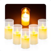 Kit 5 Vela Led Chama Viva Decorativa Grande Romântica Natal