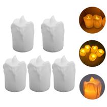 Kit 5 Velas Led Eletrônica Decorativa Simula Luzes Acesa