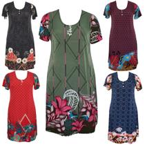 Kit 5 Vestido Feminino Excelente Liganete Senhoras Malha Fria Soltinhos .