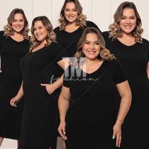 Kit 5 Vestido Feminino Plus Size Midi com Bolso Camisão Viscolycra Saruel