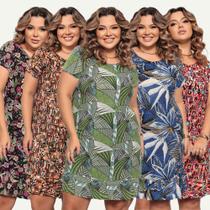 Kit 5 Vestidos Plus Size Soltinho Multiuso Estampado Barato Kit 5 Vestidos Plus Size Soltinho Multiuso Estampado Barato