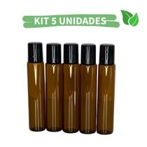 Kit 5 - Vidrinho Roll On Ambar 10 ml Tampa Preta - Gratia Naturalis