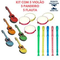 Kit 5 Viola Infantil 5 Pandeiro 5 Flauta Brinquedo Instrumentos Musicais Violão Pandeirinho Flautinha Kit 5 Viola Infantil 5 Pandeiro 5 Flauta Brinquedo Instrumentos Musicais Violão Pandeirinho Flautinha