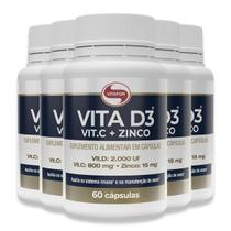 Kit 5 Vita D3 + C + Zinco Vitafor 60 Cápsulas