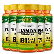 KIT 5 VITAMINA B1 TIAMINA - 60 Cápsulas 500mg UNILIFE KIT 5 VITAMINA B1 TIAMINA - 60 Cápsulas 500mg UNILIFE