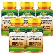 Kit 5 Vitamina B12 Cianocobalamina 300 Caps Vegano Unilife