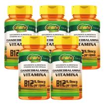 Kit 5 Vitamina B12 Cianocobalamina, total de 300 Cápsulas 450mg Vegano - Unilife - Unilife Vitamins