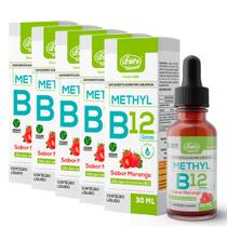 Kit 5 Vitamina B12 Methyl em gotas Unilife sabor Morango 30 ml