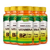 KIT 5 VITAMINA B2 RIBOFLAVINA - 60 Cápsulas 500mg UNILIFE