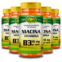 Kit 5 Vitamina B3 Niacina Unilife 60 Cápsulas Kit 5 Vitamina B3 Niacina Unilife 60 Cápsulas