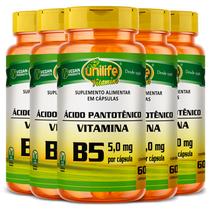 KIT 5 VITAMINA B5 ÁCIDO PANTOTÊNICO - 60 Cápsulas 500mg UNILIFE KIT 5 VITAMINA B5 ÁCIDO PANTOTÊNICO - 60 Cápsulas 500mg UNILIFE
