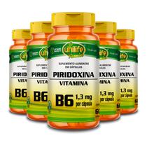 Kit 5 Vitamina B6 Piridoxina Unilife 60 Cápsulas