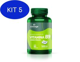 Kit 5 Vitamina B9 500 Mg 60 Capsulas Clinoage