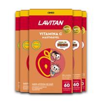 Kit 5 Vitamina C Lavitan 60 Comprimidos Mastigáveis Maçã