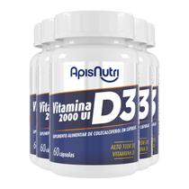 Kit 5 Vitamina D3 2000Ui Apisnutri 60 Cápsulas