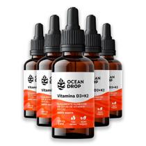 Kit 5 Vitamina D3 K2 30ml Ocean Drop Sabor Menta