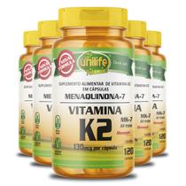 Kit 5 Vitamina K2 Menaquinona-7 Unilife 120 cápsulas
