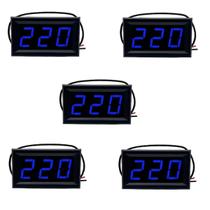 Kit 5 Voltímetro Digital Led AC CA 110v 220v 380v - Azul